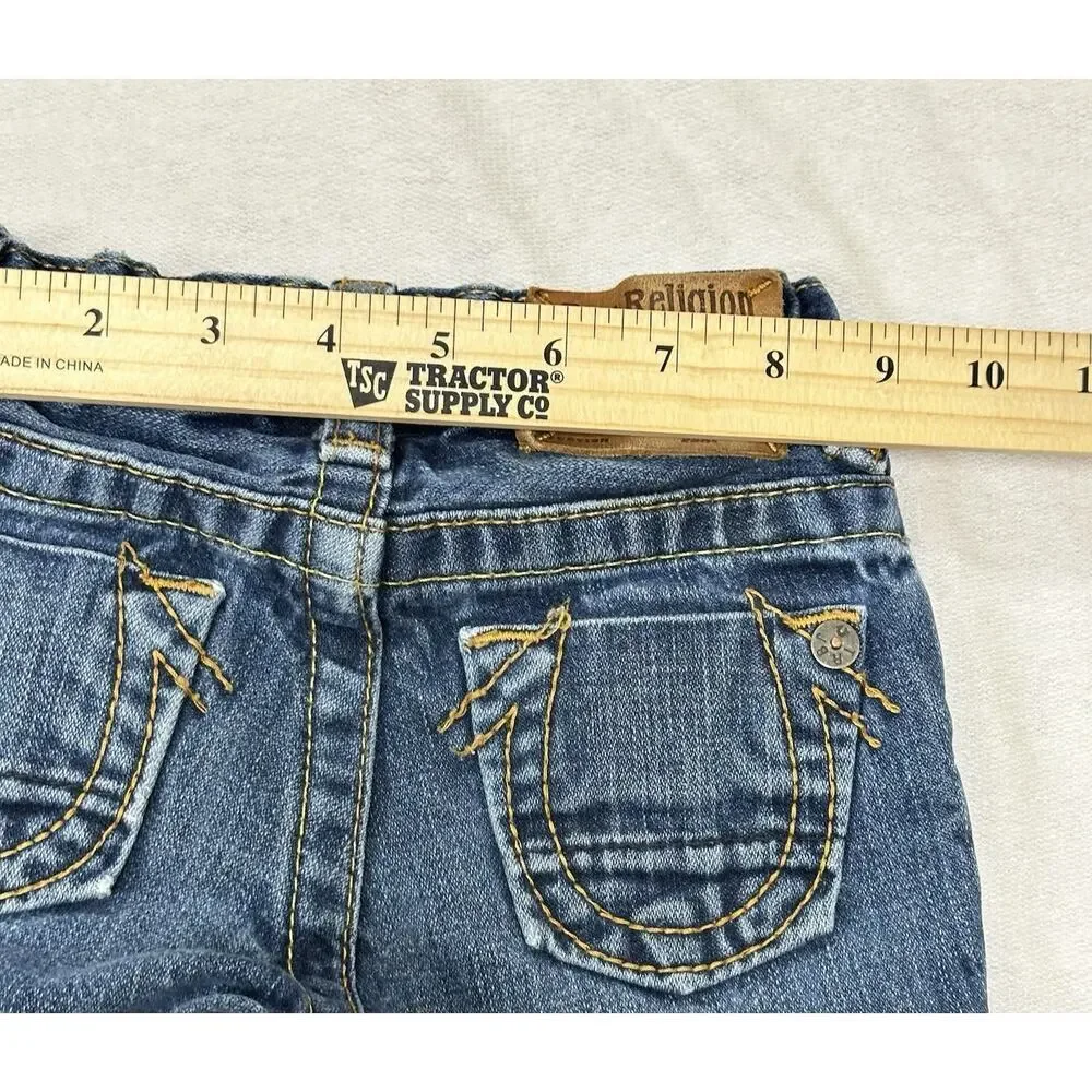 True Religion Jeans Girls Size 3 Toddler Distressed Fashion Wide Leg